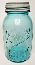 1933-1962 Blue Ball Perfect Mason Nonslip Canning Jar Ceramic Zinc Lid U79/10 - £26.53 GBP