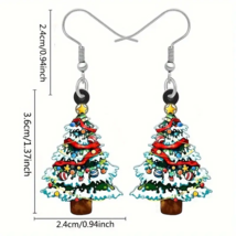 Acrylic Christmas Tree Hook Dangle Earrings - New - £11.84 GBP