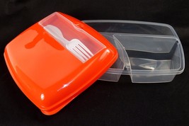 3 Compartment Lunch Caddy w/Utensil Tray, 9.5&quot; x 7.5&quot;, Snap-on Cover ~ #LB201 - £5.44 GBP