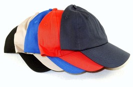 6 Panel Cotton Baseball Cap, Hit Wear Soft Crown, Choice Colors, 1 Size Fits All - £7.04 GBP