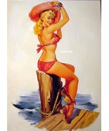 9X12 Pin-up Girl Poster Joyce Ballantyne Fishing Pier - £11.58 GBP