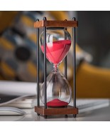 Decorative Hourglass One Hour 60 Minute Timer Wooden Stand Red Sand Home... - £26.76 GBP