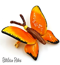 Originals By Robert Vintage Brooch, Enameled Butterfly In Fall Colors - $24.00