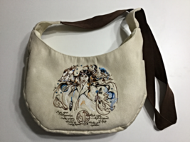 Hobo Purse with Indian Princess Tribal Theme embroidered on Beige Doe Suede  - £111.11 GBP