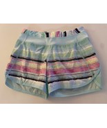 Ivivva by Lululemon Speedy Shorts Lined Girls Size 12 Blue Pink Stripes ... - $20.05 CAD