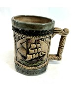 Vintage Ceramic Coffee Cup Mariner’s Inn Colonial Sailing Ship Wood Grai... - £11.90 GBP