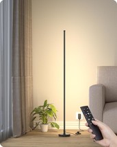 Corner Floor Lamp, Minimalist Led Floor Lamp With Remote, Black, Set Of 1 - $843.33 MXN