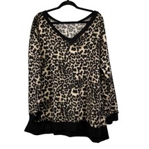 Sew In Love Womens Size 3X Leopard Print Fuzzy Fleece Vneck Pullover Sweater - £10.95 GBP