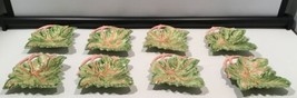 8 Green leaf hors d’ oeuvres snack dessert appetizer plates - £46.68 GBP