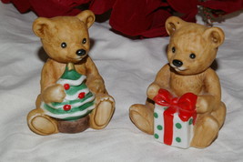 Vintage Homco Christmas Bears Pair 5505 Home Interiors &amp; Gifts - £7.82 GBP