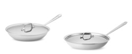 All-Clad Polished SS D3 3-Ply  10 and 12 inch Fry pan Set with lids - £139.73 GBP