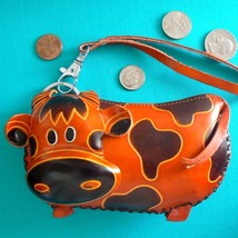 Leather Tan Cow Wristlet Coin Change Purse (BN-CHG501) - $15.00