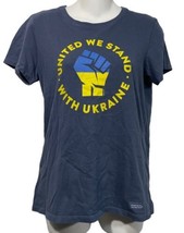 Life Is Good Womens Crusher T-Shirt United We Stand with Ukraine Blue Sz S - $11.88