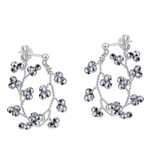 Metallic Hematite Beads Twisted Vines Sterling Silver Front Back-Hoop Earrings - £17.50 GBP