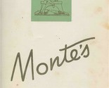 Monte&#39;s Supper Menu On The Park Central Park South New York 1950&#39;s - £68.89 GBP