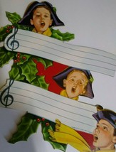 Christmas Diecut Singing Pirate Children Music Notes &amp; Holly Thick Paper Vintage - £18.95 GBP