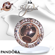 Pandora Saturn planet 14k rose gold-plated charm w clear cubic 782438C01... - $652.29 MXN