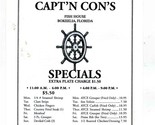 Capt&#39;n Con&#39;s Fish House Menu Bokeela Florida 1990&#39;s - $13.86