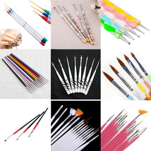 UV GEL &amp; Acrylic Nail Art Tips Design Dotting Painting Pen Polish Brush Set - £3.18 GBP+