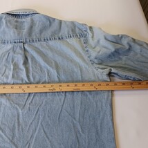 Genuine Dickies GL300SNB Men's Blue Distressed Denim Button-Down Shirt Size L image 8