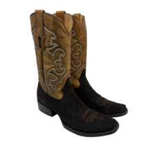 Circle G Men&#39;s Horseman Embroidery Square Toe Western Boots Brown/Sand S... - $180.49