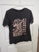 Zutter Black Distressed Country Music Graphic Tee Short Sleeve Small - $9.50