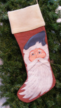Country Folk Art Hand Painted Santa Christmas Stocking - £13.54 GBP
