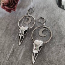 Bird Dead Crow Moon Earrings Crow Halloween Punk Creative Women Fashion Delicacy - £7.49 GBP