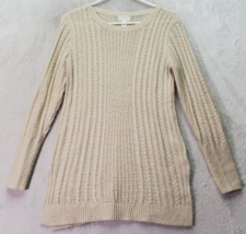 Caslon Sweater Dress Womens XS Ivory Cable Knit Acrylic Long Sleeve Round Neck - £19.95 GBP