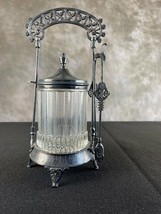 Vintage 19th CENTURY PICKLE CASTOR B. MERIDEN NO. 11 SILVER PLATE WITH T... - $187.11