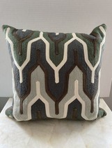 Surya Aztec AR112 Gray Green Cream Square Pillow 18 X 18 Cotton - £35.88 GBP