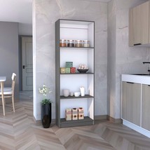 Modern 4-Shelf Bookcase | Matt Gray/White Home &amp; Office Display Unit - $2,716.78 MXN