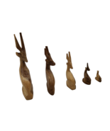 Hand Carved Wooden Wood Gazelle Antelope Lot of 5 - £25.70 GBP