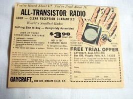 1967 Ad All-Transistor Radio, Gaycraft, Niagara Falls, N.Y. - $7.99