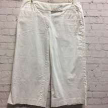 Rafaella Womens Wide Leg Capri Pants White Pockets Cotton Stretch Twill 10 - $5.93