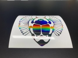 Custom Scarab Beetle Decal, Egyptian scarab beetle, Holographic Gray vin... - £5.53 GBP