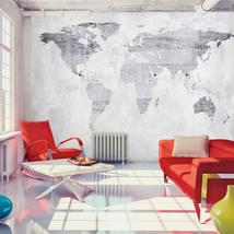 Tiptophomedecor Peel and Stick World Map  Wallpaper Wall Mural - Concrete World  - £47.01 GBP+