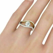 2.20Ct Simulated Diamond Solitaire Wedding Ring 14K Two Tone Gold Plated Silver - £94.73 GBP