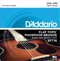 D&#39;Addario EFT16 Flat Tops 12-53 Phosphor Bronze Light Acoustic Guitar St... - £27.17 GBP