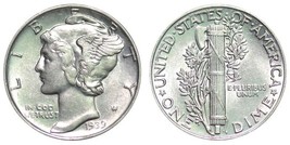 1939 Mercury Dime - 90% Silver, Vf - Free S/H! - £4.18 GBP