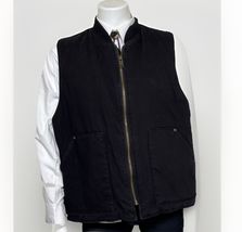 Quilted Canvas Duck Vest Mens XL Black Relaxed Fit Lined Ranch Workwear ... - $45.10