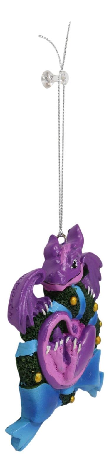 Ruth Thompson Purple Dragon Blue Ribbon Wreath Christmas Tree Hanging Or... - $14.99