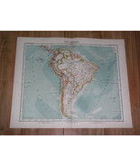 1910 ANTIQUE MAP OF SOUTH AMERICA BRAZIL ARGENTINA ECUADOR CHILE PERU BO... - $29.05