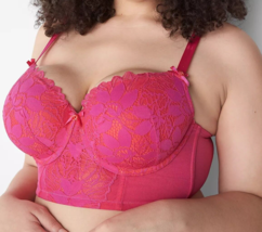 Lane Bryant CACIQUE Boost Balconette Longline Bra PINK Size 40DD 42D 44C... - $63.86