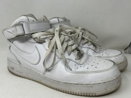 NIKE AIR FORCE 1 Mid &#39;07 Mens 13 Triple White Sneakers Shoes 315123-111 - £31.11 GBP