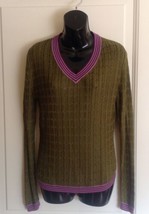 NWOT Missoni for Target Forest Green High Twist 100% Rayon V Neck Sweater SZ L - £46.68 GBP