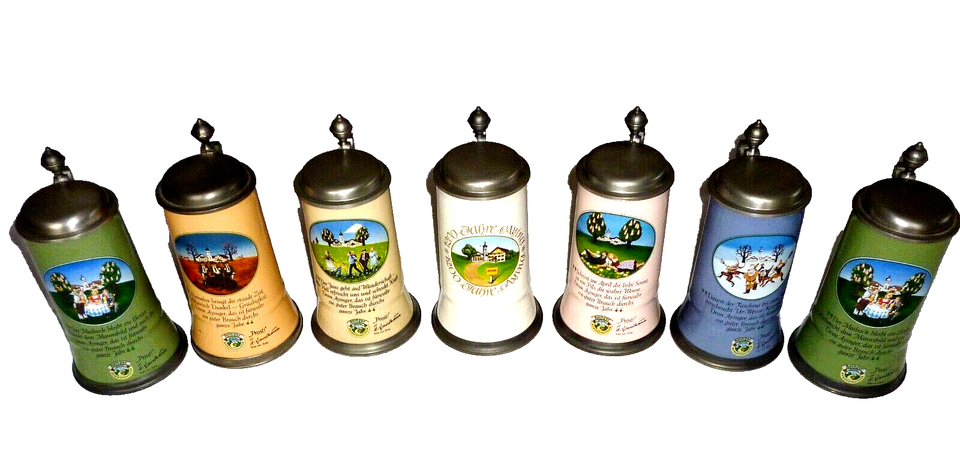 7 Ayinger VALUE PACK Aying 1990s Seasonal Release 0.75 Lidded German Bee... - $149.50