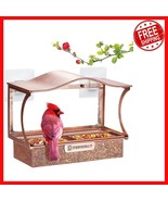 Sturdy Window Bird Feeder with Metal Finish - Suction Cups for Ultimate ... - $28.70