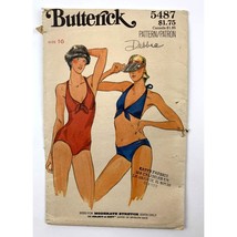 Butterick 5487 Tie Front Bikini and One Piece Swimsuit Pattern 1970s Size 16 Cut - £14.09 GBP