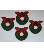 Yarn Art Holiday Wreath Coasters For Decor Tables 4 Count - $9.55